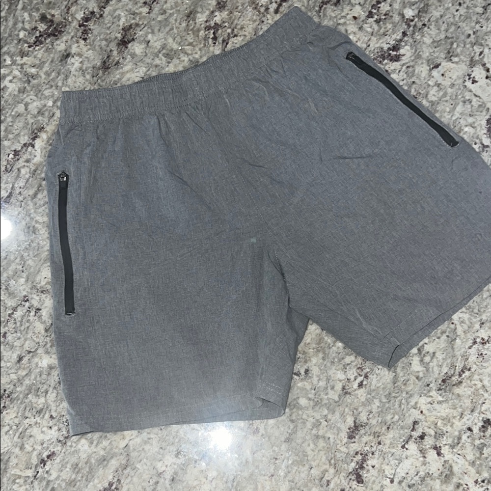Gray Athletic Shorts with Elastic Waistband